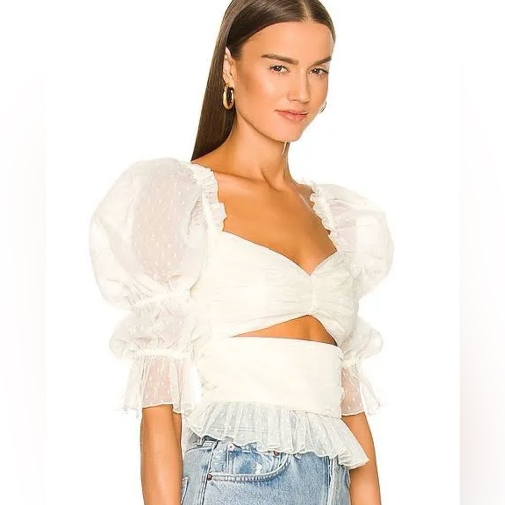 LPA White Puff Sleeve Blouse Romantic Valentine’s Feminine
